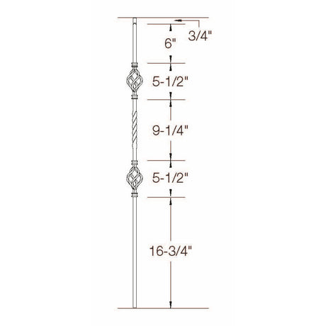 2G05 16mm Double Basket-Single Twist, Tubular Steel Dimensional Information