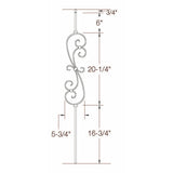 2G56 16mm S-Scroll, Tubular Steel Dimensional Information
