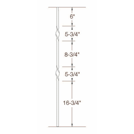 2GR07 16mm Round Double Ribbon, Tubular Steel Dimensional Information
