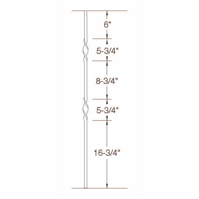 2GR07 16mm Round Double Ribbon, Tubular Steel Dimensional Information