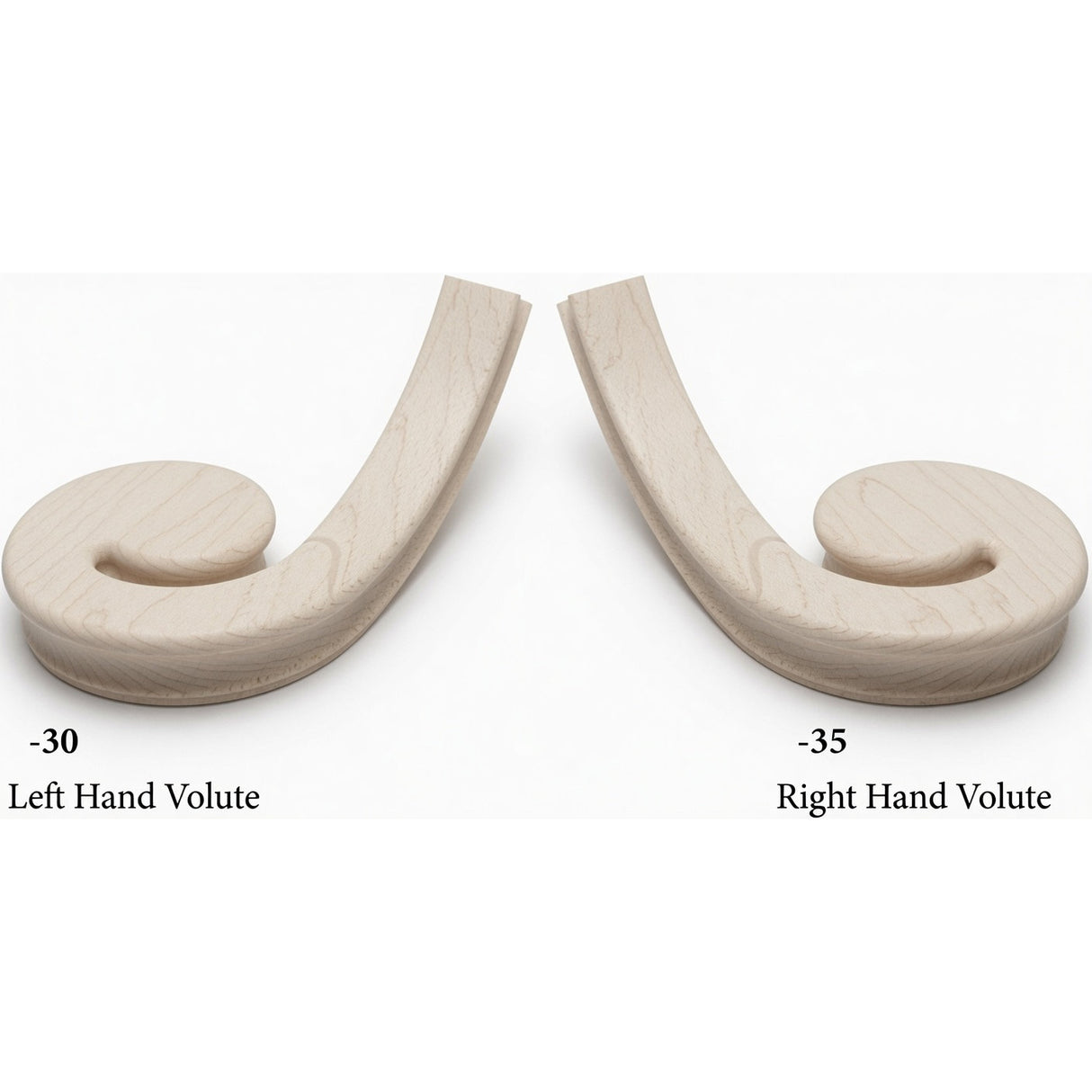 7030 LH and 7031 RH Flat Volutes - Hard Maple
