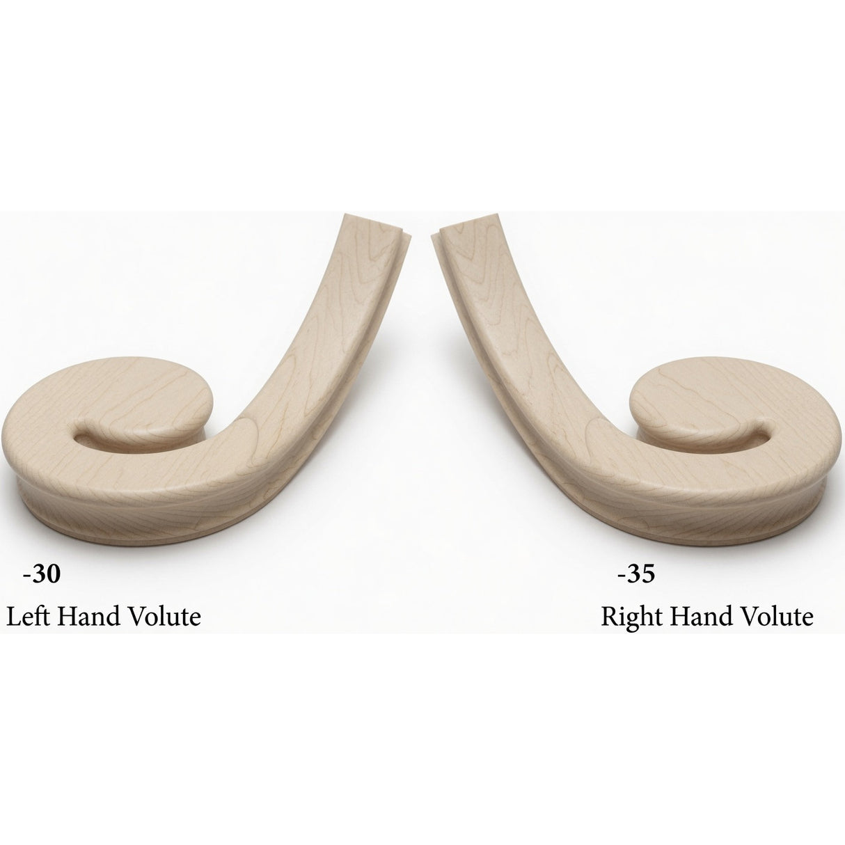 7030 LH and 7031 RH Flat Volutes - Soft Maple