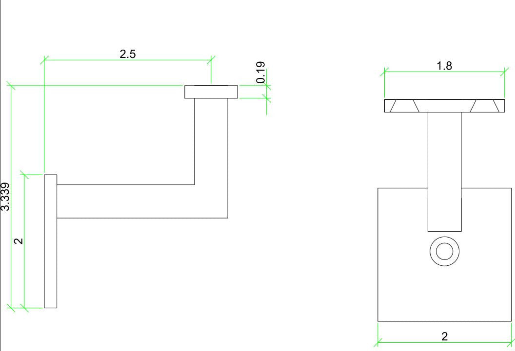 3004 Mission-Style Handrail Bracket, CADD and Dimensional Information.