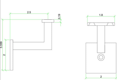 3004 Mission-Style Handrail Bracket, CADD and Dimensional Information.