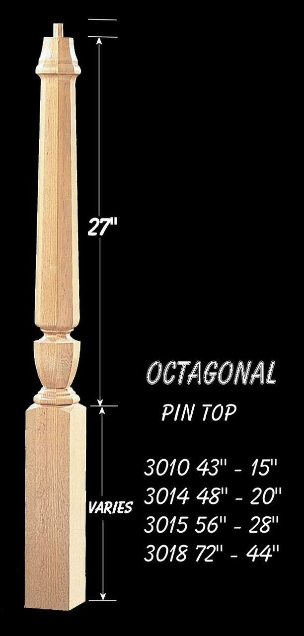 C-3014O Octagon 48" Universal Pin Top Newel Post