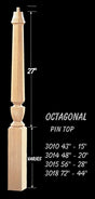 C-3014O Octagon 48" Universal Pin Top Newel Post