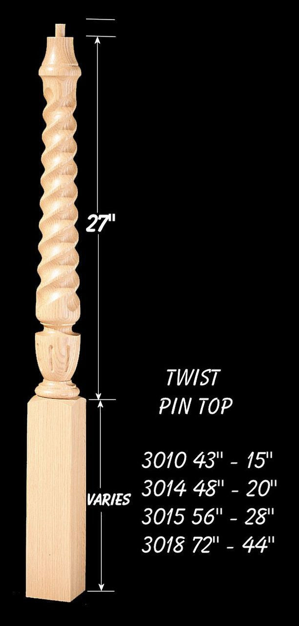 CH-3015T Twist 56" Universal Pin Top Newel Post