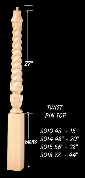 CH-3015T Twist 56" Universal Pin Top Newel Post