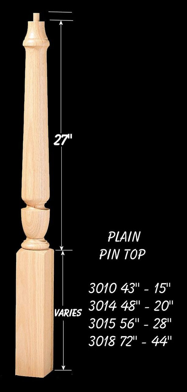C-3015 Plain 56" Universal Pin Top Newel Post