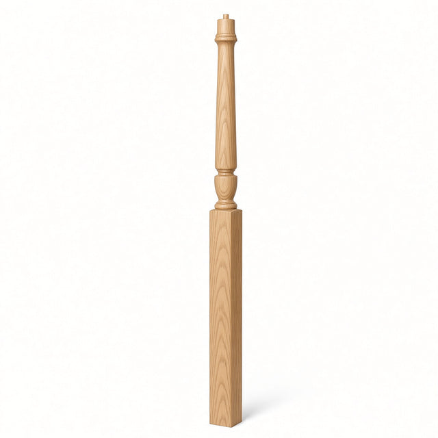 3015 Plain Bunker Hill Gooseneck Landing Newel Post, 3-1/2" x 56" or 60", Birch