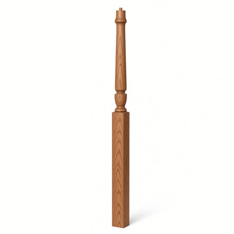 3015 Plain Bunker Hill Gooseneck Landing Newel Post, 3-1/2" x 56" or 60", Red Oak