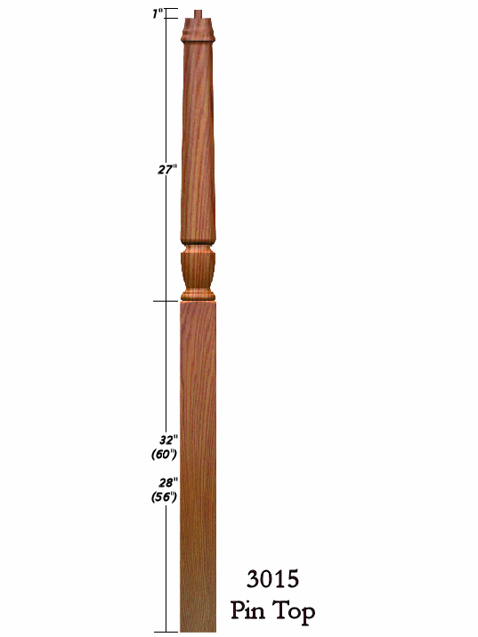 3015 56" Pin Top Landing Newel Post