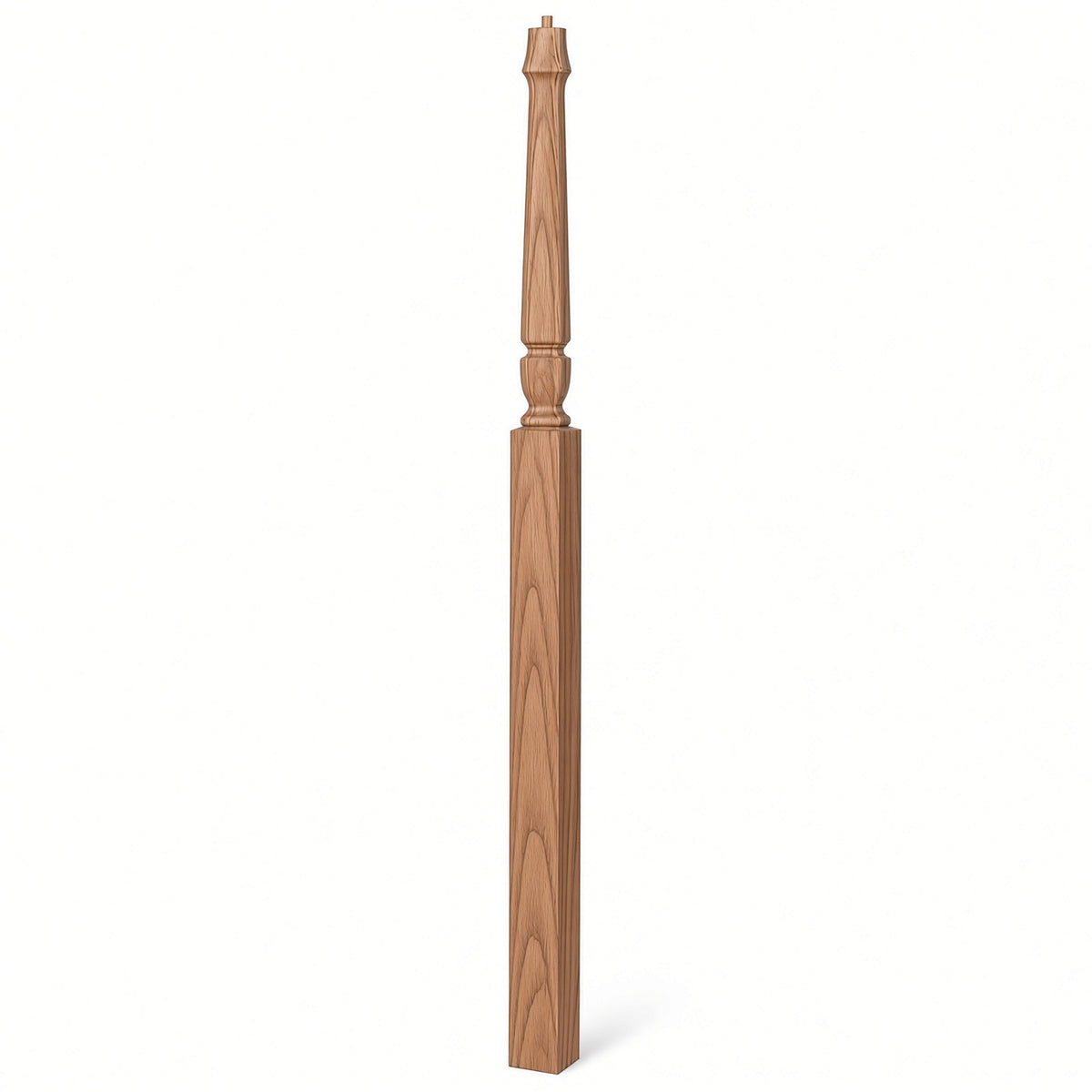 3018 3-1/2" x 72" Bunker Hill Pin Top Gooseneck Landing Newel Post, Alder