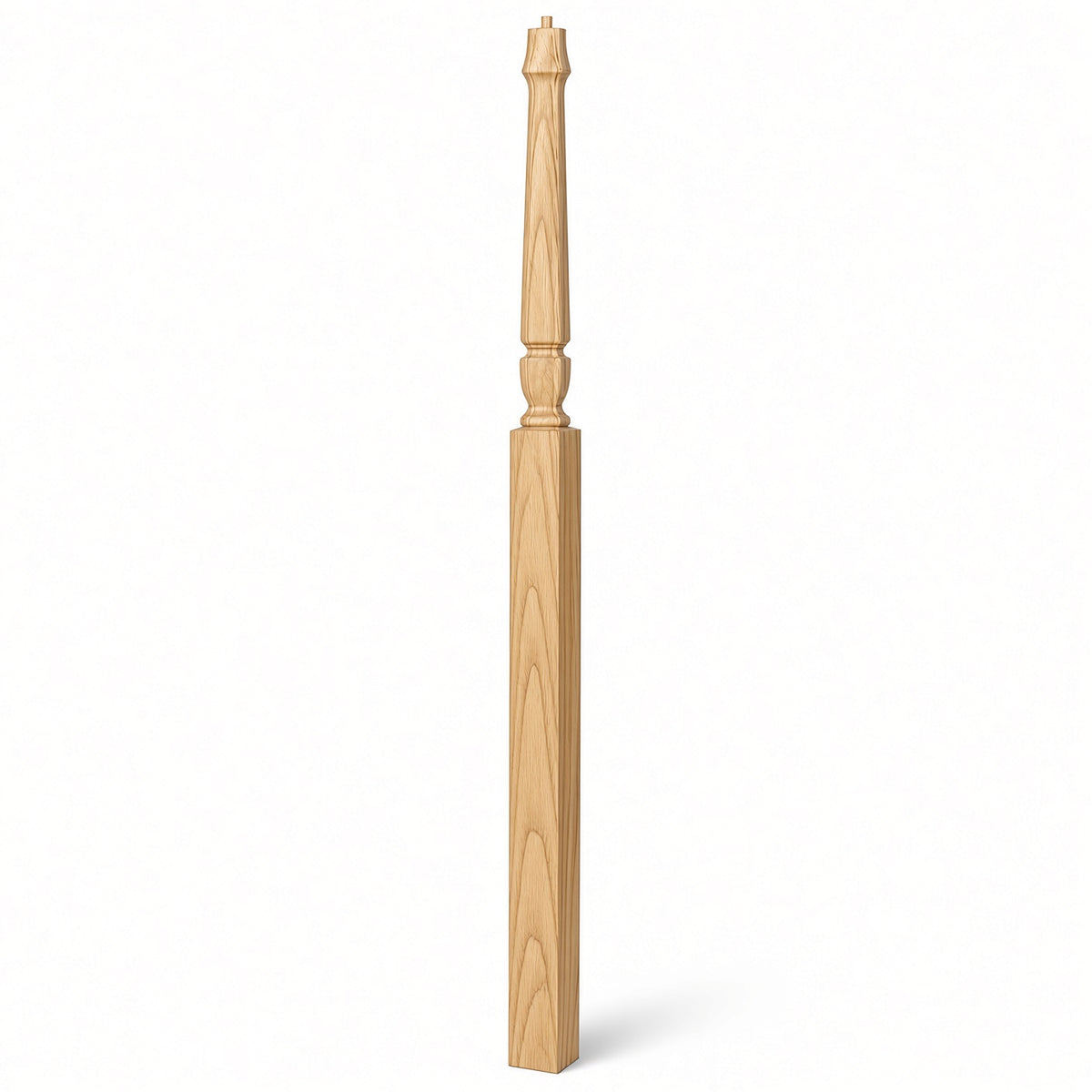 3018 3-1/2" x 72" Bunker Hill Pin Top Gooseneck Landing Newel Post, Birch