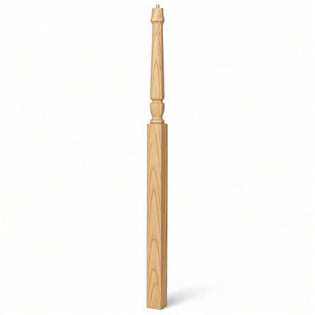 3018 3-1/2" x 72" Bunker Hill Pin Top Gooseneck Landing Newel Post, Birch