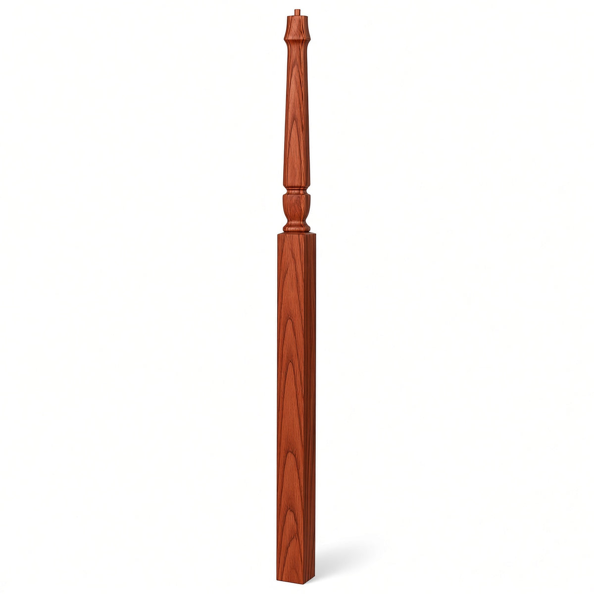 3018 3-1/2" x 72" Bunker Hill Pin Top Gooseneck Landing Newel Post, Brazilian Cherry