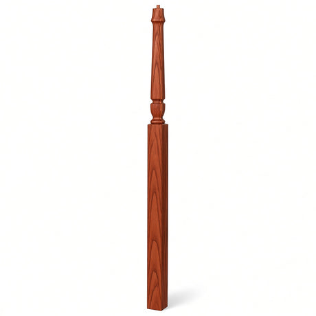 3018 3-1/2" x 72" Bunker Hill Pin Top Gooseneck Landing Newel Post, Brazilian Cherry