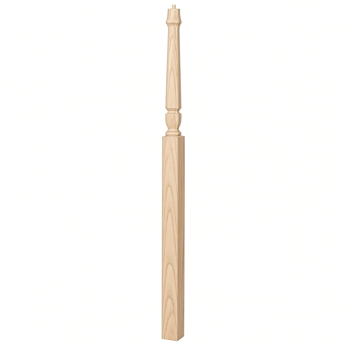 3018 3-1/2" x 72" Bunker Hill Pin Top Gooseneck Landing Newel Post, Hard Maple