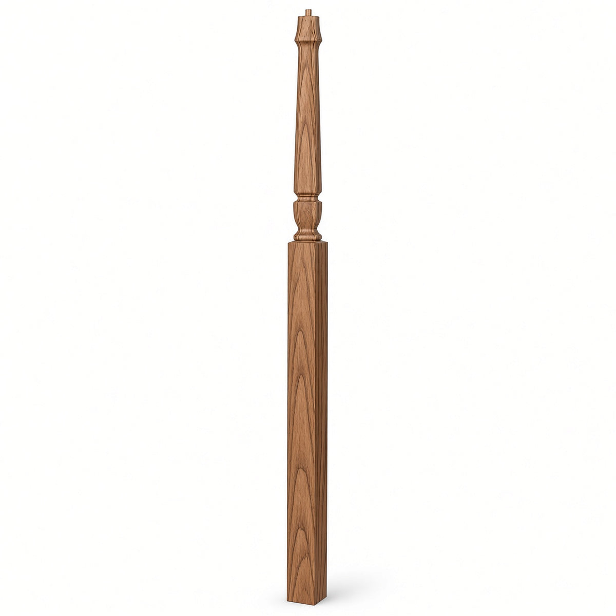 3018 3-1/2" x 72" Bunker Hill Pin Top Gooseneck Landing Newel Post, Hickory