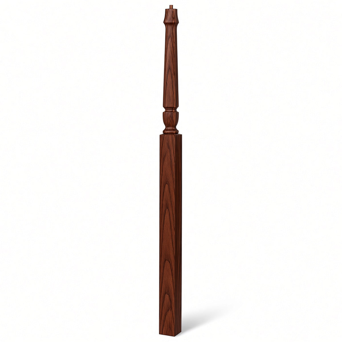 3018 3-1/2" x 72" Bunker Hill Pin Top Gooseneck Landing Newel Post, Mahogany