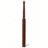 3018 3-1/2" x 72" Bunker Hill Pin Top Gooseneck Landing Newel Post, Mahogany