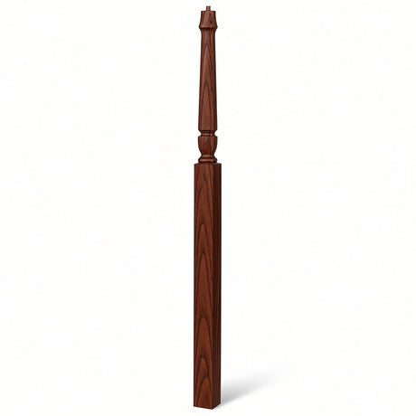 3018 3-1/2" x 72" Bunker Hill Pin Top Gooseneck Landing Newel Post, Mahogany