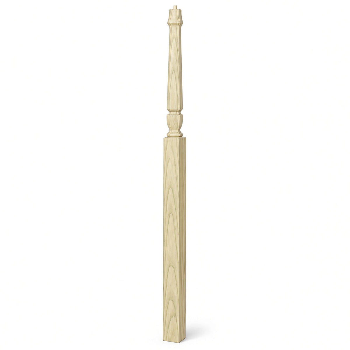 3018 3-1/2" x 72" Bunker Hill Pin Top Gooseneck Landing Newel Post, Poplar