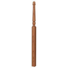 3018 3-1/2" x 72" Bunker Hill Pin Top Gooseneck Landing Newel Post, Red Oak