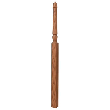3018 3-1/2" x 72" Bunker Hill Pin Top Gooseneck Landing Newel Post, Red Oak