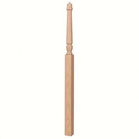 3018 3-1/2" x 72" Bunker Hill Pin Top Gooseneck Landing Newel Post, Soft Maple