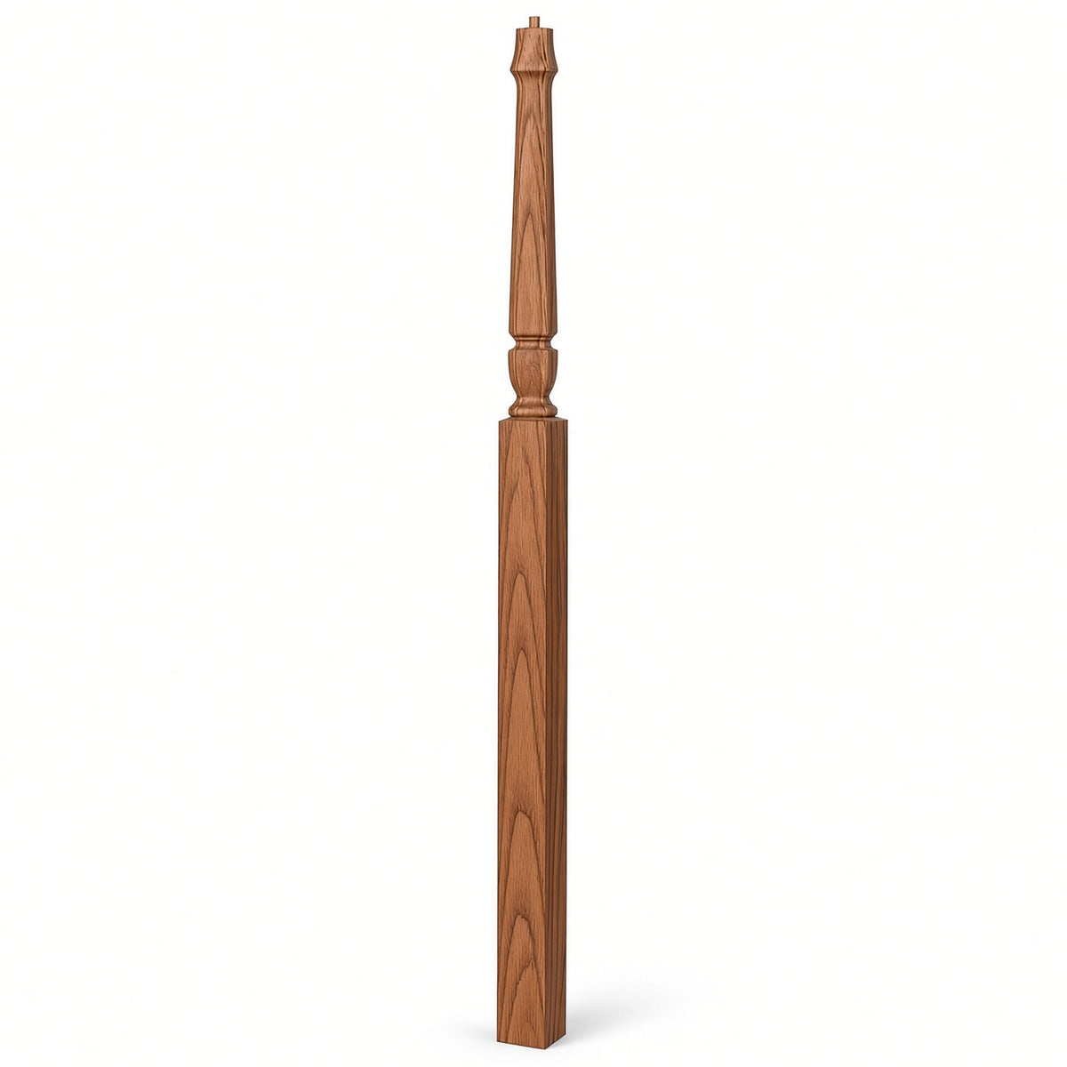 3018 3-1/2" x 72" Bunker Hill Pin Top Gooseneck Landing Newel Post, White Oak