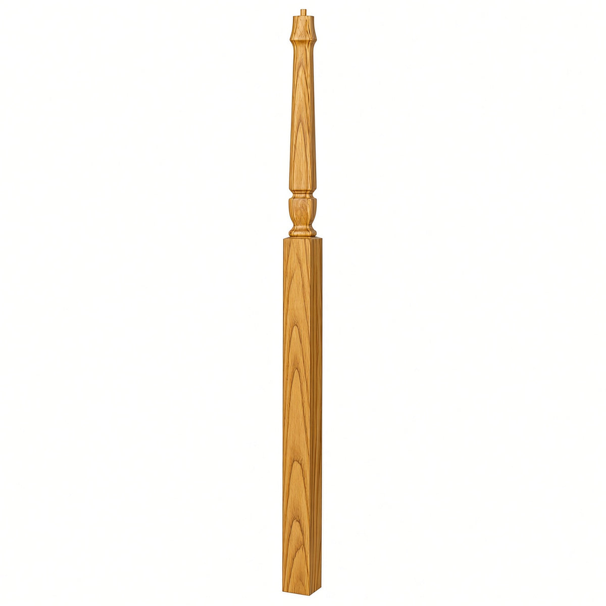 3018 3-1/2" x 72" Bunker Hill Pin Top Gooseneck Landing Newel Post, Yellow Pine