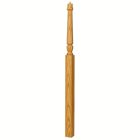 3018 3-1/2" x 72" Bunker Hill Pin Top Gooseneck Landing Newel Post, Yellow Pine