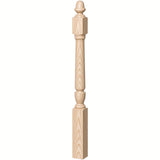 3030 3-1/2" x 48" Plain Acorn Top Bunker Hill Starting Newel Post, Ash