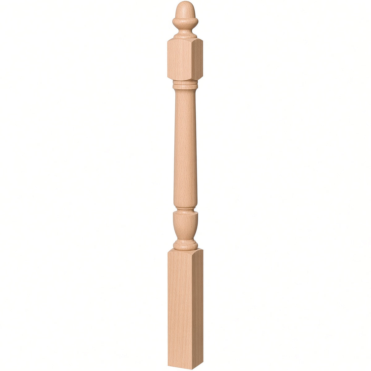3030 3-1/2" x 48" Plain Acorn Top Bunker Hill Starting Newel Post, Beech