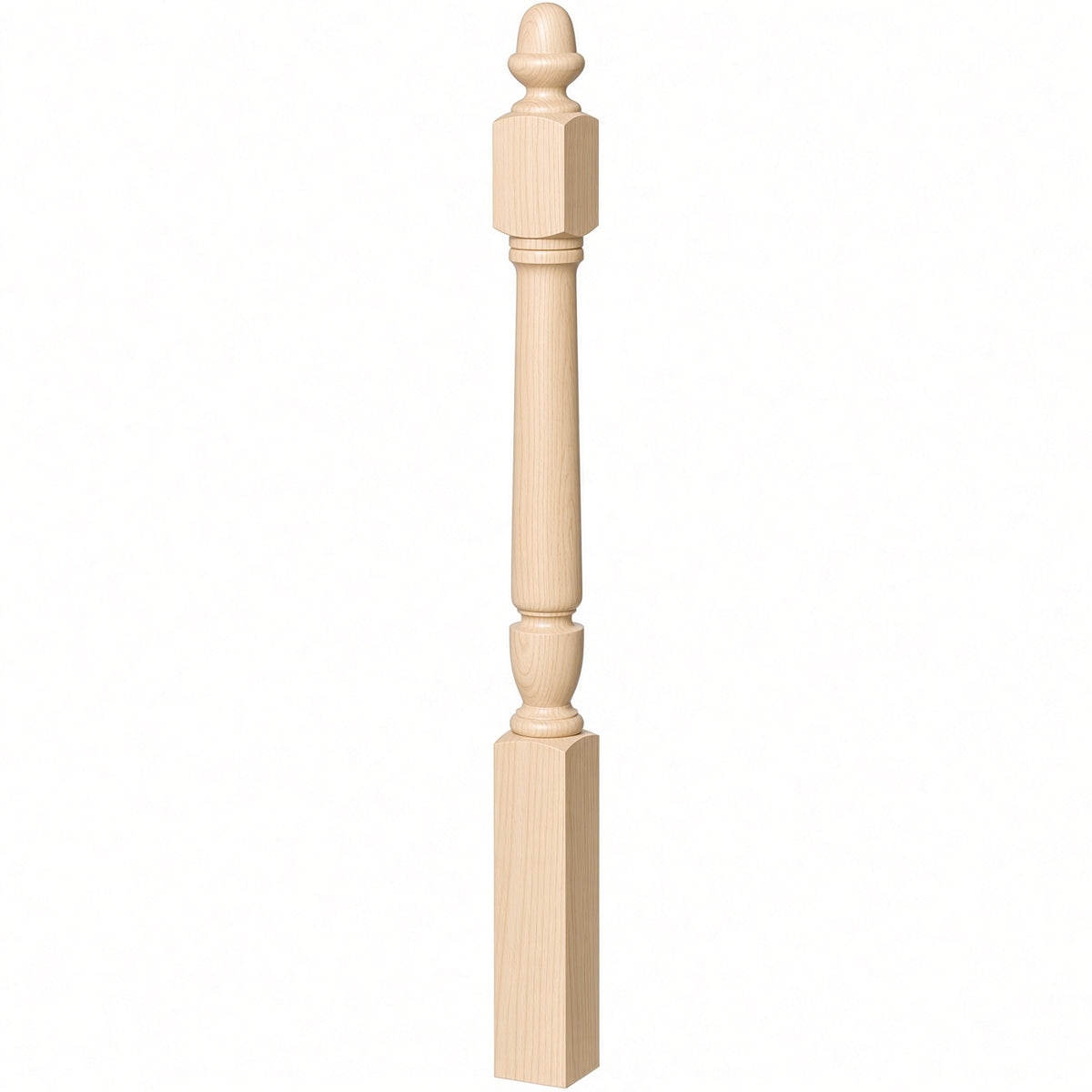 3030 3-1/2" x 48" Plain Acorn Top Bunker Hill Starting Newel Post, Birch