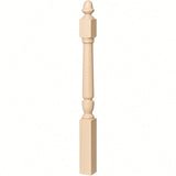 3030 3-1/2" x 48" Plain Acorn Top Bunker Hill Starting Newel Post, Birch