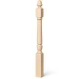 3030 3-1/2" x 48" Plain Acorn Top Bunker Hill Starting Newel Post, Hard Maple