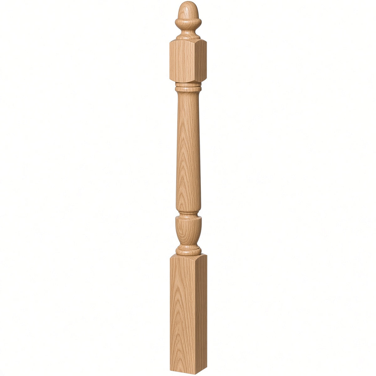 3030 3-1/2" x 48" Plain Acorn Top Bunker Hill Starting Newel Post, Hickory