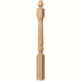 3030 3-1/2" x 48" Plain Acorn Top Bunker Hill Starting Newel Post, Hickory