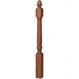 3030 3-1/2" x 48" Plain Acorn Top Bunker Hill Starting Newel Post, Mahogany