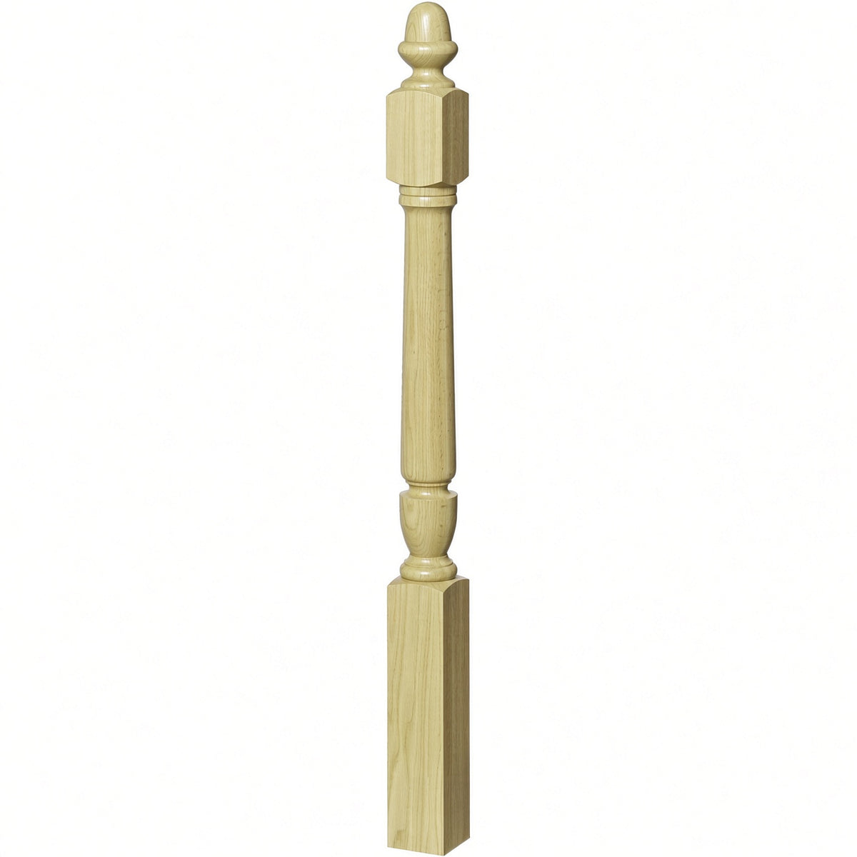 3030 3-1/2" x 48" Plain Acorn Top Bunker Hill Starting Newel Post, Poplar
