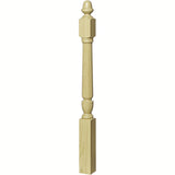 3030 3-1/2" x 48" Plain Acorn Top Bunker Hill Starting Newel Post, Poplar