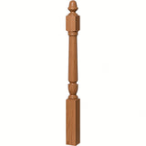 3030 3-1/2" x 48" Plain Acorn Top Bunker Hill Starting Newel Post, Red Oak