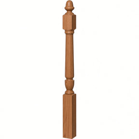 3030 3-1/2" x 48" Plain Acorn Top Bunker Hill Starting Newel Post, Red Oak