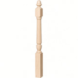 3030 3-1/2" x 48" Plain Acorn Top Bunker Hill Starting Newel Post, Soft Maple