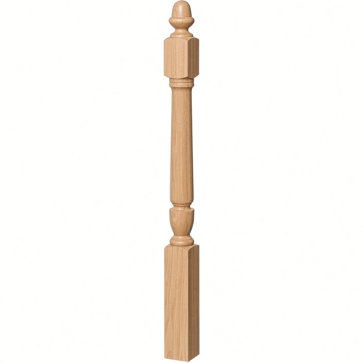 3030 3-1/2" x 48" Plain Acorn Top Bunker Hill Starting Newel Post, White Oak