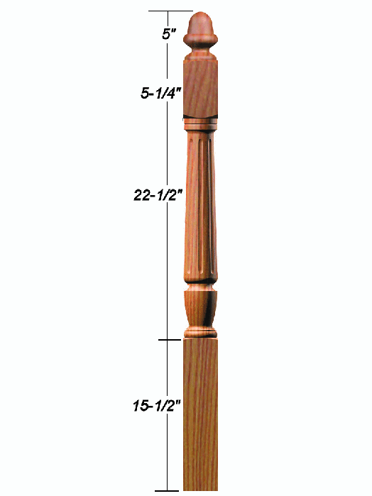 F-3030 Fluted Acorn Top Starting Newel Post