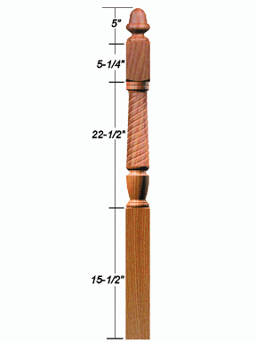 T-3030 Twist Acorn Top Starting Newel Post
