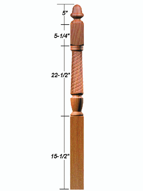 T-3030 Twist Acorn Top Starting Newel Post